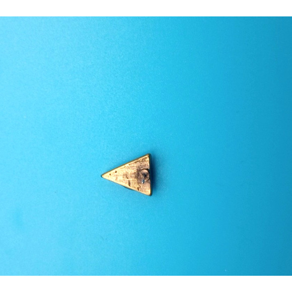 Lapis Lazuli Triangle Stud Earrings Blue Gold Pierced - Picture 3 of 3